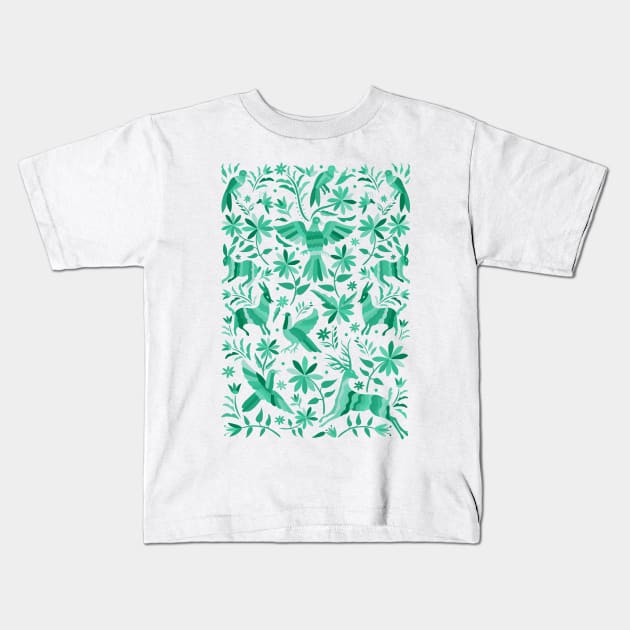 Mexican Otomí Design in Turquoise Kids T-Shirt by Akbaly